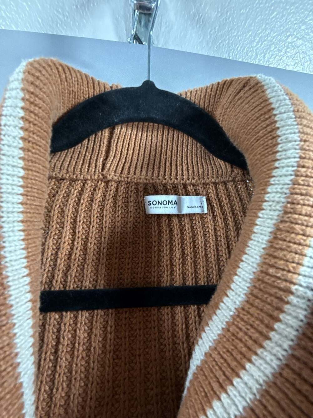 Sonoma Goods For Life Brown Shawl Collar Cardigan Sweater Grandpacore LG - Picture 2 of 9